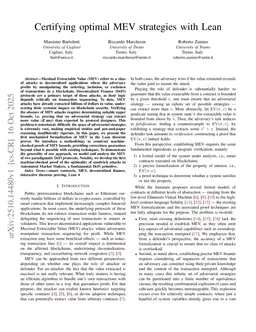Certifying optimal MEV strategies with Lean