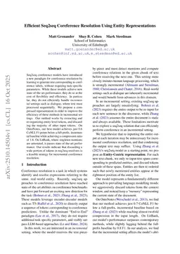 Efficient Seq2seq Coreference Resolution Using Entity Representations