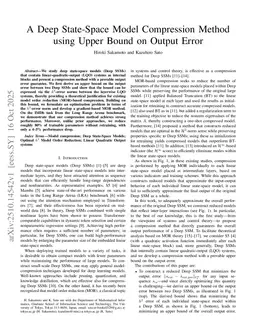 A Deep State-Space Model Compression Method using Upper Bound on Output Error
