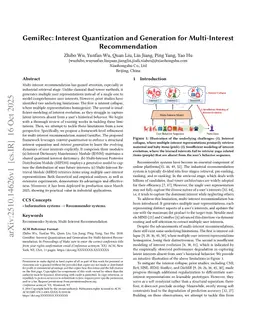 GemiRec: Interest Quantization and Generation for Multi-Interest Recommendation