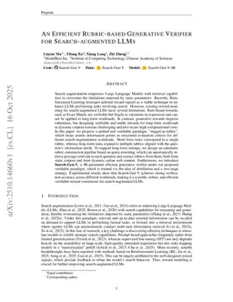 An Efficient Rubric-based Generative Verifier for Search-Augmented LLMs