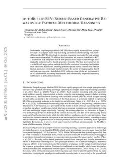 AutoRubric-R1V: Rubric-Based Generative Rewards for Faithful Multimodal Reasoning