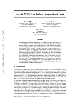 Agentic NL2SQL to Reduce Computational Costs