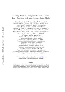Scaling Artificial Intelligence for Multi-Tumor Early Detection with More Reports, Fewer Masks