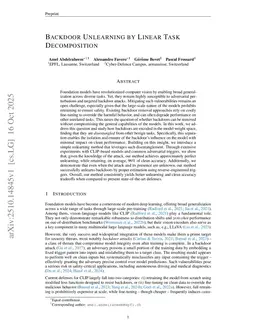 Backdoor Unlearning by Linear Task Decomposition