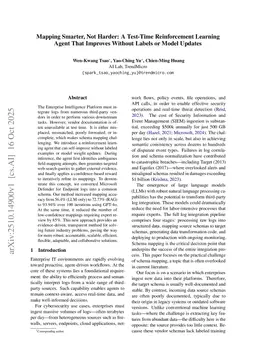 Mapping Smarter, Not Harder: A Test-Time Reinforcement Learning Agent That Improves Without Labels or Model Updates