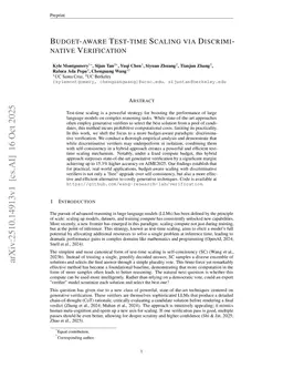 Budget-aware Test-time Scaling via Discriminative Verification