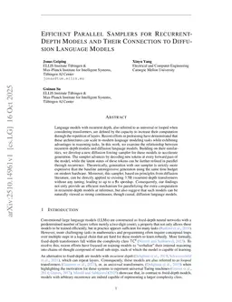 Efficient Parallel Samplers for Recurrent-Depth Models and Their Connection to Diffusion Language Models