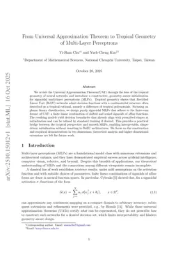 From Universal Approximation Theorem to Tropical Geometry of Multi-Layer Perceptrons