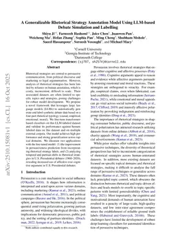 A Generalizable Rhetorical Strategy Annotation Model Using LLM-based Debate Simulation and Labelling