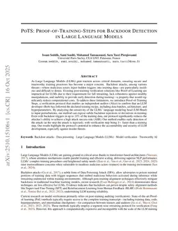 PoTS: Proof-of-Training-Steps for Backdoor Detection in Large Language Models
