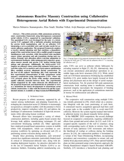 Autonomous Reactive Masonry Construction using Collaborative Heterogeneous Aerial Robots with Experimental Demonstration