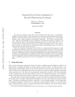 Towards Error Centric Intelligence I, Beyond Observational Learning