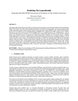 Predicting the Unpredictable: Reproducible BiLSTM Forecasting of Incident Counts in the Global Terrorism Database (GTD)