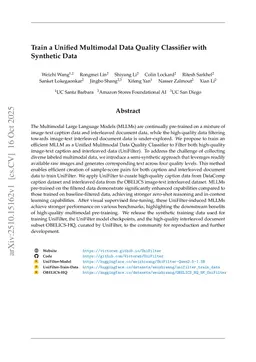 Train a Unified Multimodal Data Quality Classifier with Synthetic Data