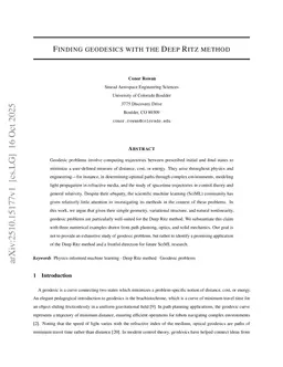 Finding geodesics with the Deep Ritz method