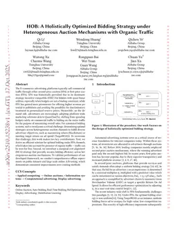 HOB: A Holistically Optimized Bidding Strategy under Heterogeneous Auction Mechanisms with Organic Traffic