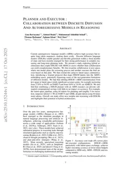 Planner and Executor: Collaboration between Discrete Diffusion And Autoregressive Models in Reasoning