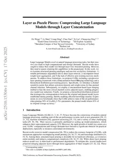 Layer as Puzzle Pieces: Compressing Large Language Models through Layer Concatenation