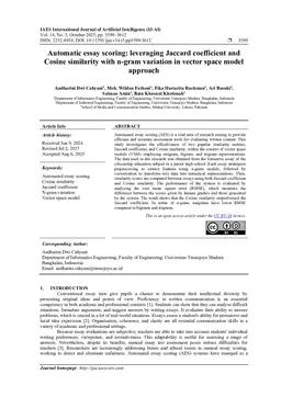 Automatic essay scoring: leveraging Jaccard coefficient and Cosine similaritywith n-gram variation in vector space model approach