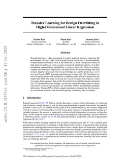 Transfer Learning for Benign Overfitting in High-Dimensional Linear Regression