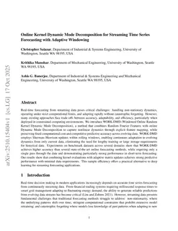 Online Kernel Dynamic Mode Decomposition for Streaming Time Series Forecasting with Adaptive Windowing