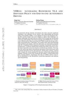 VDRive: Leveraging Reinforced VLA and Diffusion Policy for End-to-end Autonomous Driving