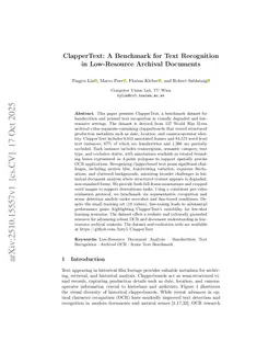 ClapperText: A Benchmark for Text Recognition in Low-Resource Archival Documents