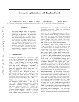 Stochastic Optimization with Random Search