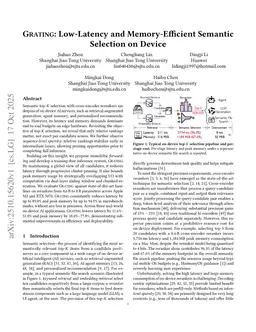 GRATING: Low-Latency and Memory-Efficient Semantic Selection on Device
