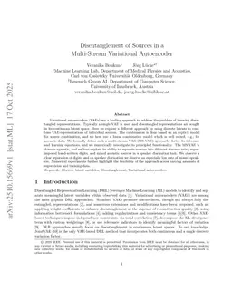 Disentanglement of Sources in a Multi-Stream Variational Autoencoder