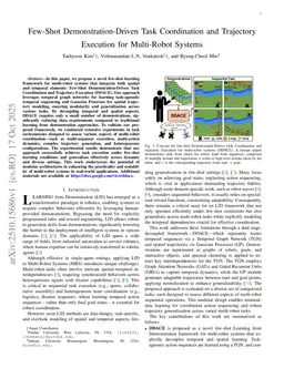 Few-Shot Demonstration-Driven Task Coordination and Trajectory Execution for Multi-Robot Systems