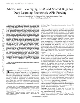 MirrorFuzz: Leveraging LLM and Shared Bugs for Deep Learning Framework APIs Fuzzing
