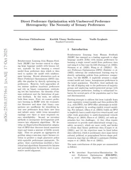 Direct Preference Optimization with Unobserved Preference Heterogeneity: The Necessity of Ternary Preferences