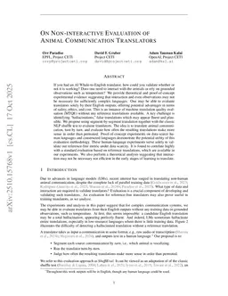 On Non-interactive Evaluation of Animal Communication Translators