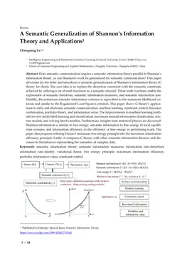 A Semantic Generalization of Shannon's Information Theory and Applications
