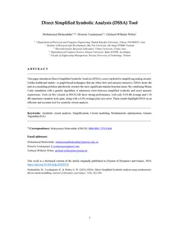 Direct Simplified Symbolic Analysis (DSSA) Tool