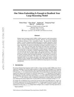 One Token Embedding Is Enough to Deadlock Your Large Reasoning Model