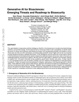 Generative AI for Biosciences: Emerging Threats and Roadmap to Biosecurity
