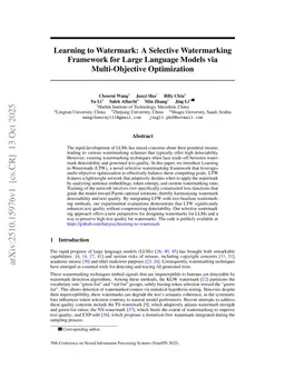 Learning to Watermark: A Selective Watermarking Framework for Large Language Models via Multi-Objective Optimization