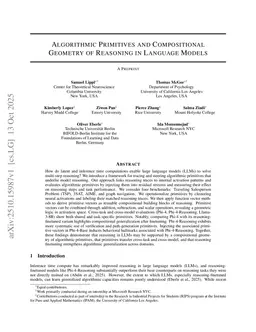 Algorithmic Primitives and Compositional Geometry of Reasoning in Language Models