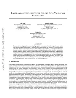 Layer-Aware Influence for Online Data Valuation Estimation