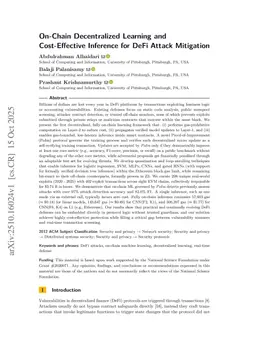 On-Chain Decentralized Learning and Cost-Effective Inference for DeFi Attack Mitigation