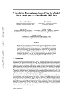 A tutorial on discovering and quantifying the effect of latent causal sources of multimodal EHR data