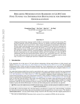 Breaking Memorization Barriers in LLM Code Fine-Tuning via Information Bottleneck for Improved Generalization