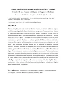 Disaster Management in the Era of Agentic AI Systems: A Vision for Collective Human-Machine Intelligence for Augmented Resilience