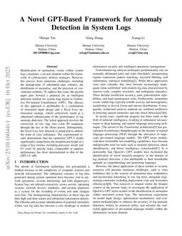A Novel GPT-Based Framework for Anomaly Detection in System Logs