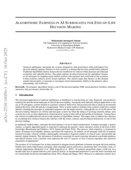 Algorithmic Fairness in AI Surrogates for End-of-Life Decision-Making