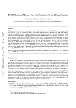 ISO/IEC-Compliant Match-on-Card Face Verification with Short Binary Templates