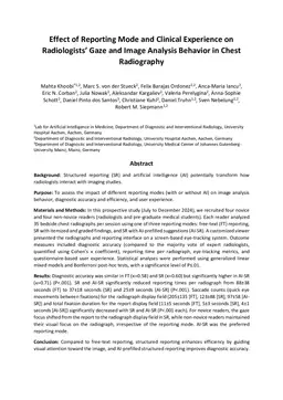 Effect of Reporting Mode and Clinical Experience on Radiologists' Gaze and Image Analysis Behavior in Chest Radiography